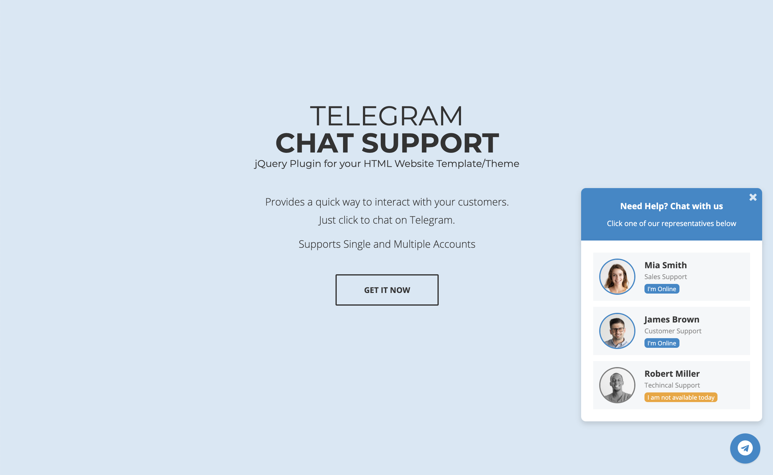 Telegram Chat Support - jQuery Plugin - 2