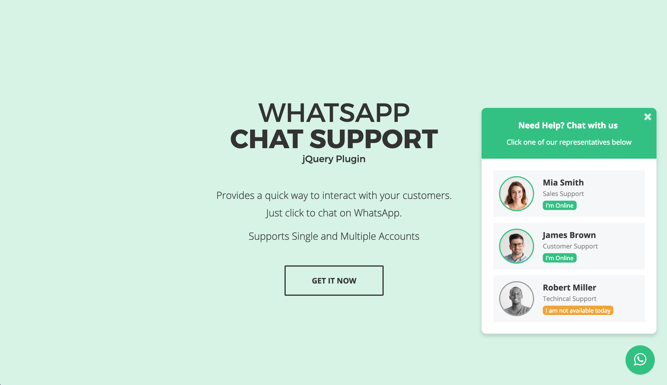 WhatsApp Chat Support - jQuery Plugin - 2