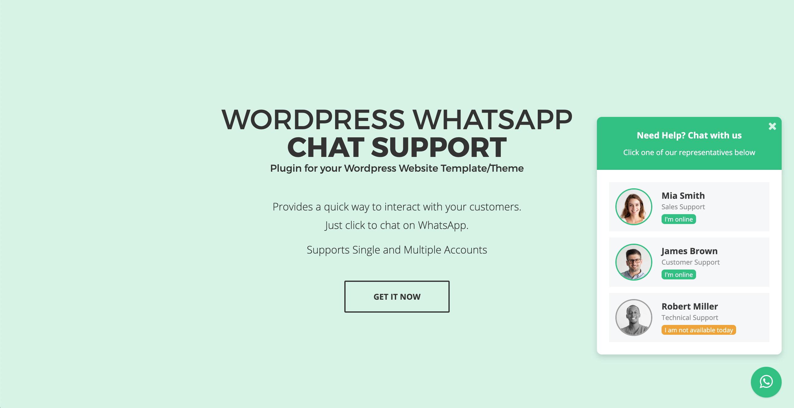 WhatsApp Chat Support - WordPress Plugin - Desktop View